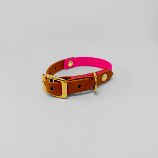 Collare in Biothane® bicolore Light Brown & Passion Pink