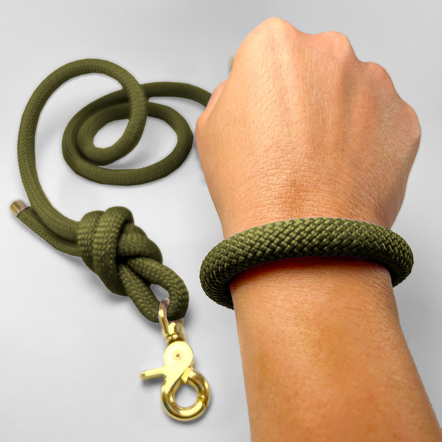 Guinzaglio corda lunghezza fissa 120cm Olive