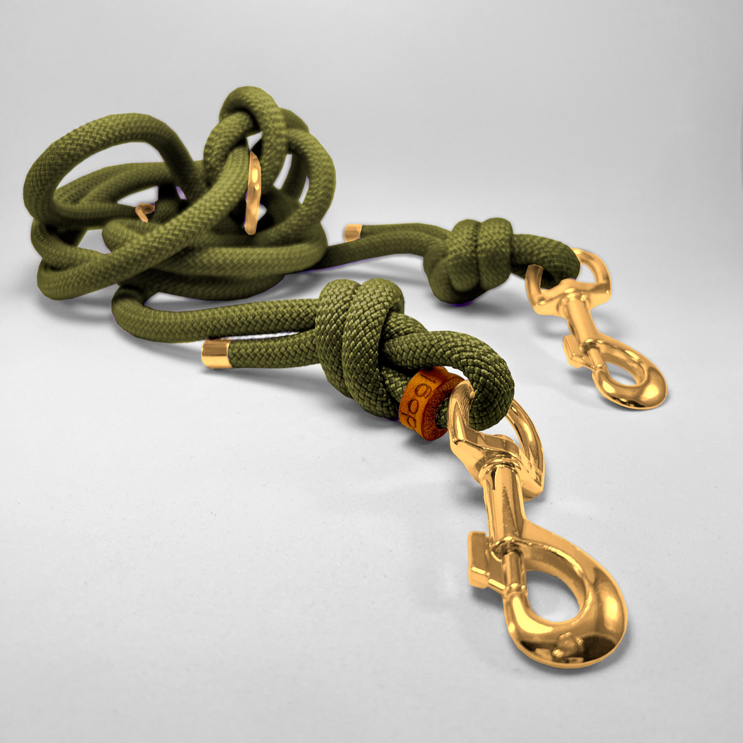 Guinzaglio corda lunghezza regolabile/hands free 200cm Olive