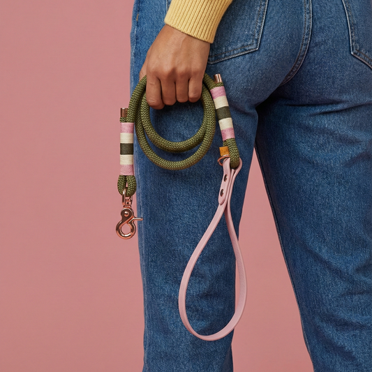 Guinzaglio corda lunghezza fissa 120cm con maniglia in fettuccia Hexa Wild Bloom