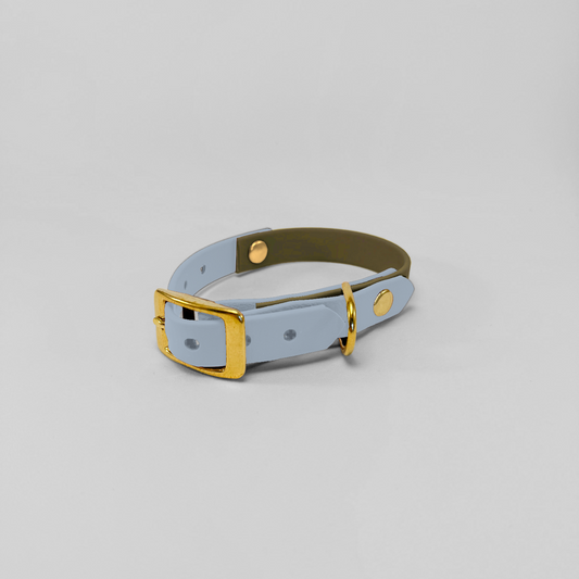 Collare in Biothane® bicolore Olive & Polar Blue