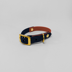 Two-tone Biothane® collar in Navy &amp; Light Brown