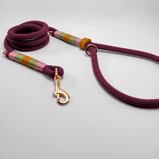 Guinzaglio corda lunghezza fissa 120cm con maniglia in corda Berry Bliss