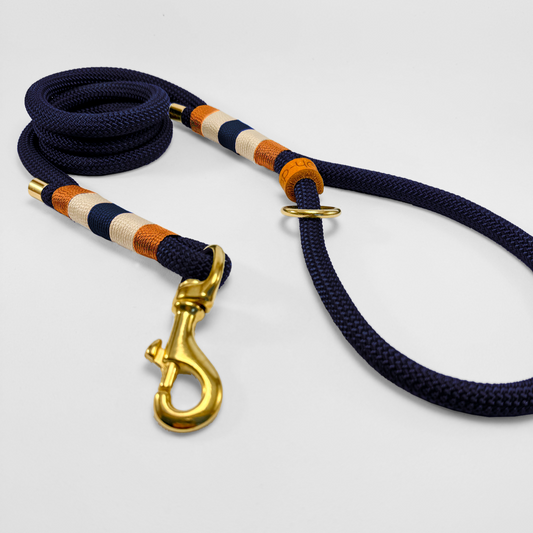 Guinzaglio corda lunghezza fissa 120cm con maniglia in corda Midnight Saddle
