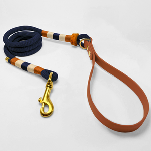 Laisse de longueur fixe de 120 cm avec poignée en Biothane® Midnight Saddle