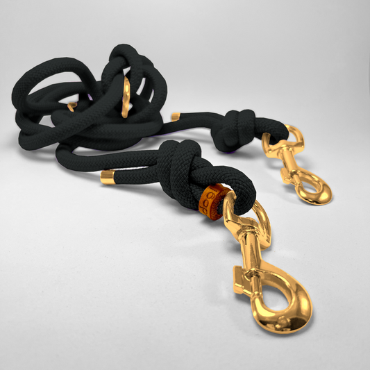 Guinzaglio corda lunghezza regolabile/hands free 200cm Black